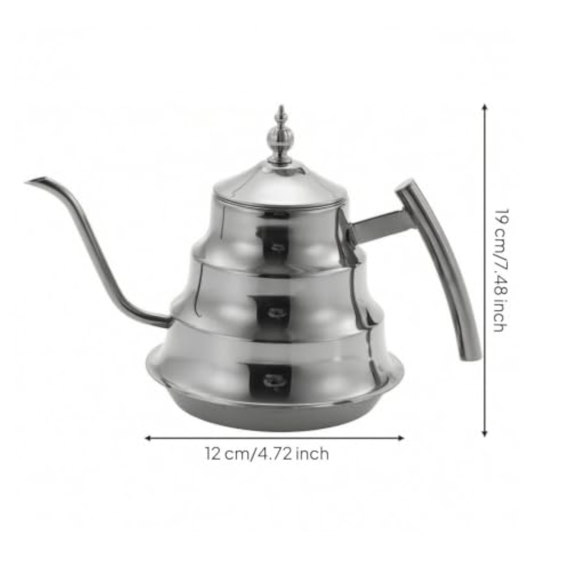 Stainless Steel Gooseneck Teapot with Strainer - Bamboo Joint Theme